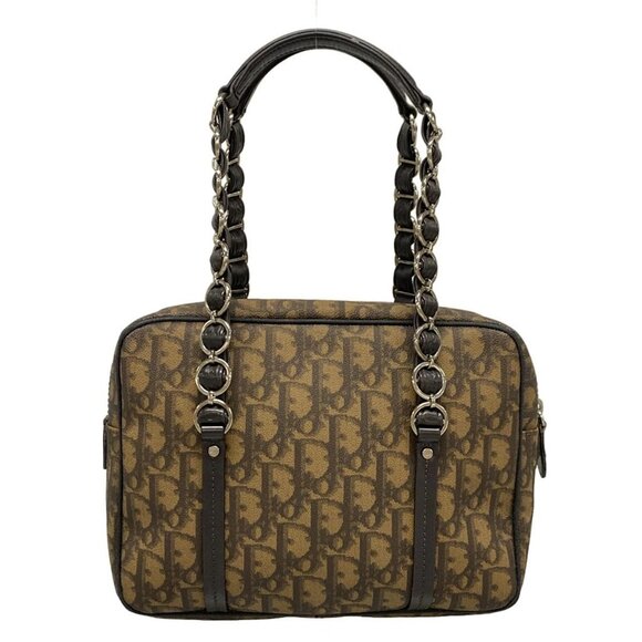 Auth DIOR/ChristianDior Trotter,Romantic - Dark Brown Brown PVC Leather Handbag - Picture 2 of 16